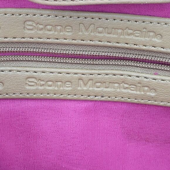 Stone Mountain Tan Genuine Leather Double Top Handle Handbag Buckle Neutral Boho - Picture 2 of 14